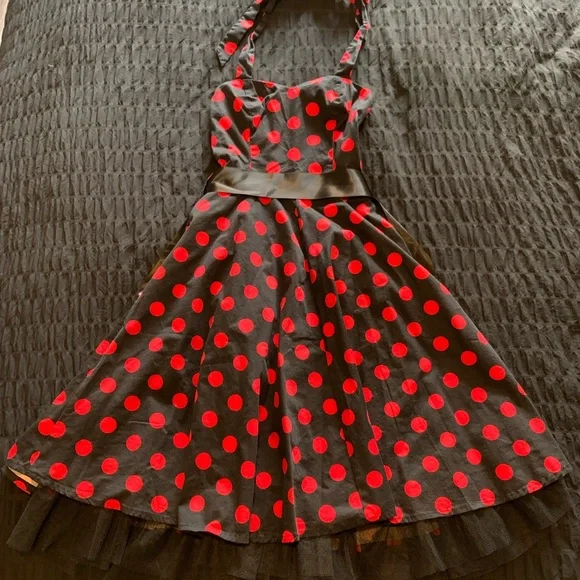 H&R Dresses | H&R Halter Polka Dot Swing Dress - Size Small | Color: Black/Red | Size: S | Britlan13's Closet